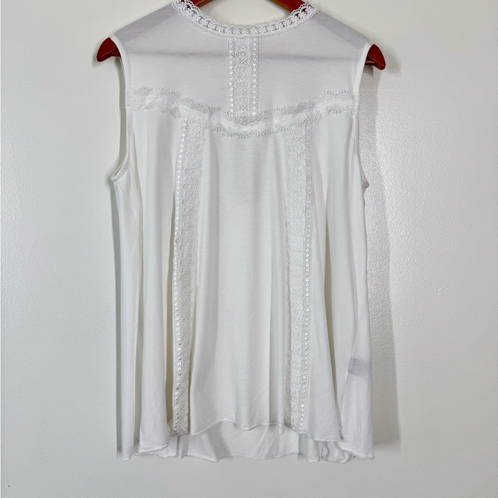POL White Lace Trim Tank Top